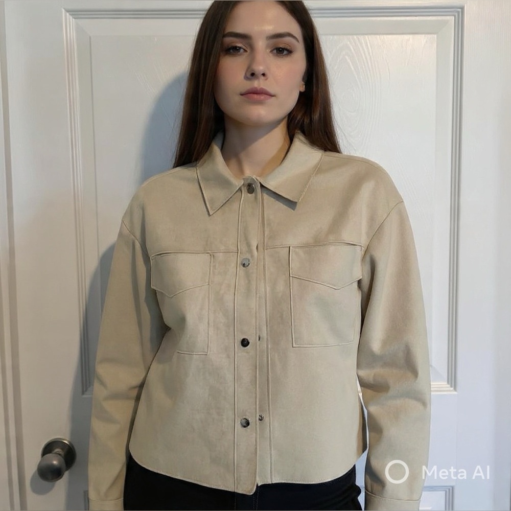 Suzy Shier Light Beige Suede Jacket